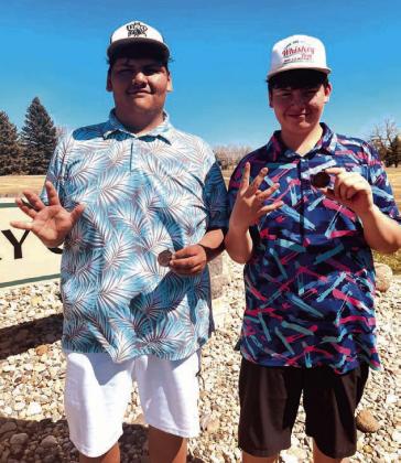 Timber Lake’s only varsity golfers, (l-r) Hayden and Hadley Thompson, claimed fifth place and fourth place, respectively, at the Potter County Early Bird Tournament held Saturday, April 13, in Gettysburg. Sully Buttes won the boys team title while Selby captured top honors on the girls side.